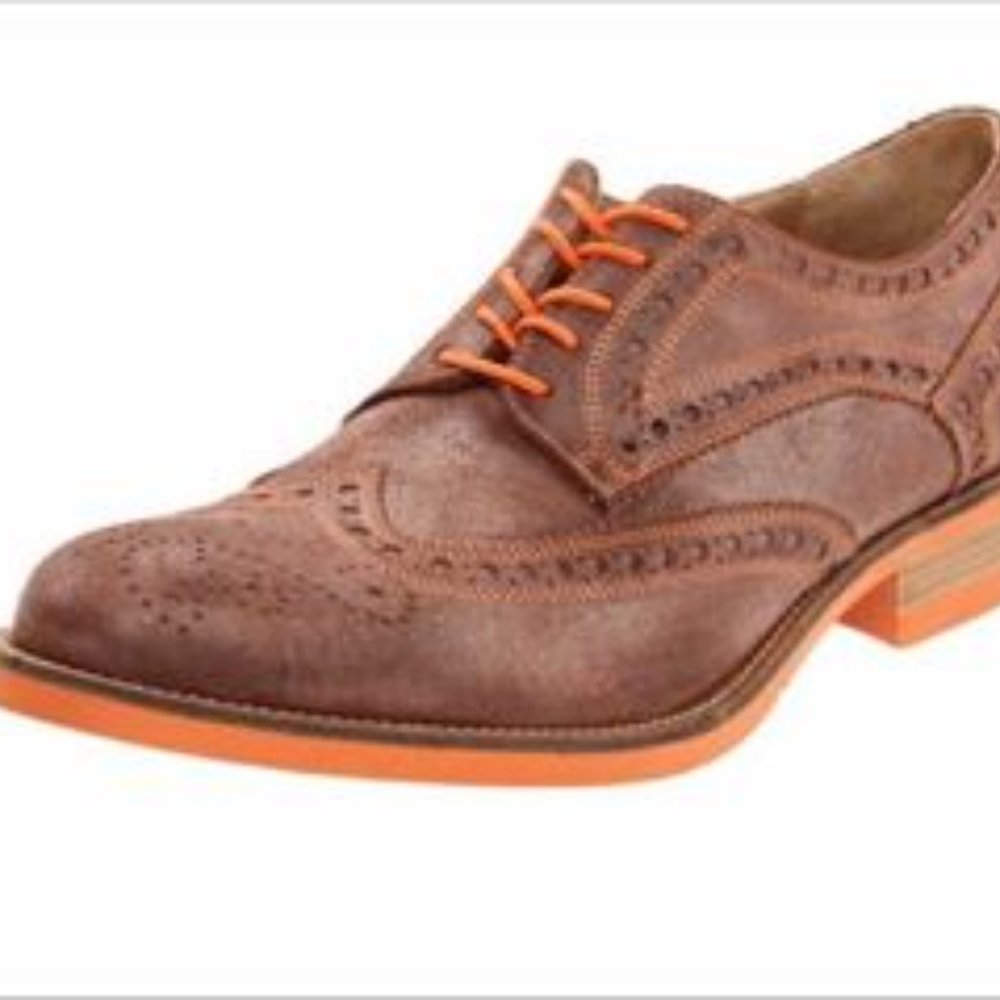 Donald J. Pliner Emeri Oxford Shoes Suede with Orange stitching size 13